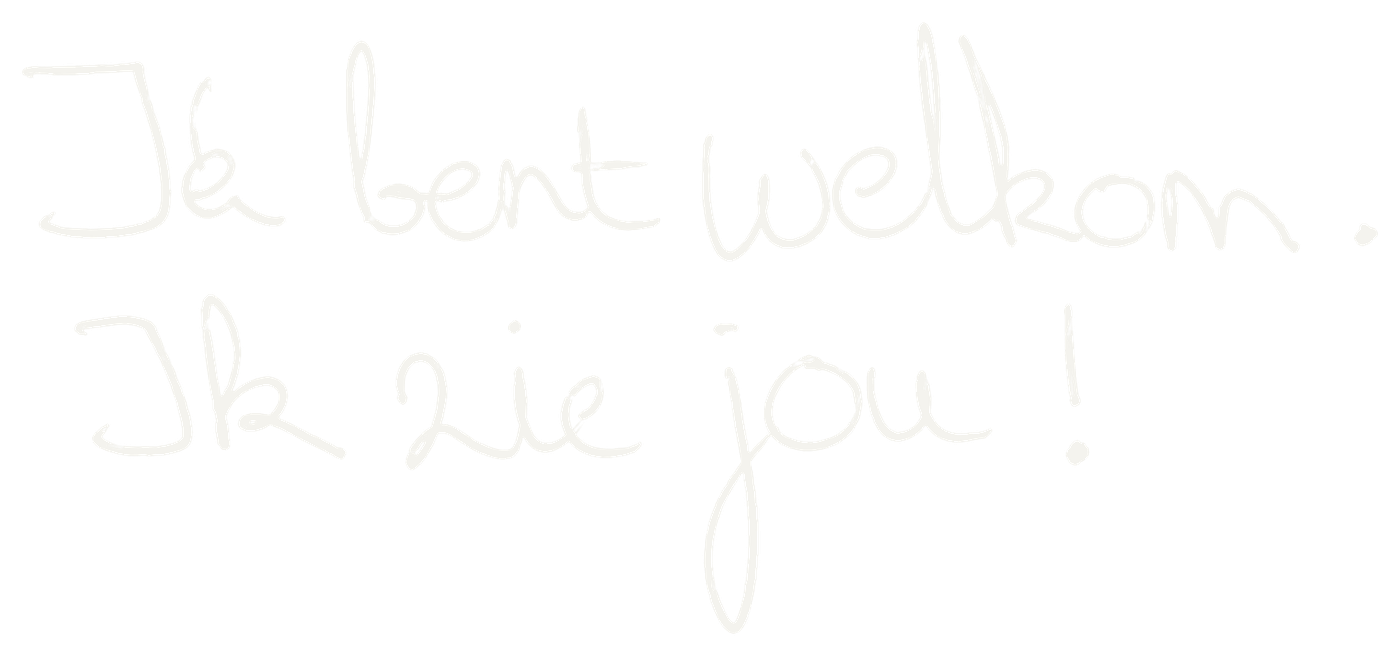 In Brents handschrift: je bent welkom. Ik zie jou!